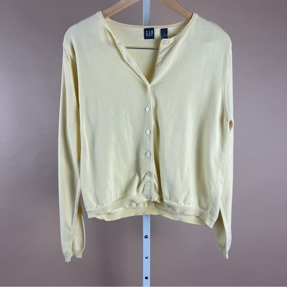 Vintage GAP Pastel Cardigan Women's Large Grandmacore Granny Spring Yellow - Picture 1 of 6